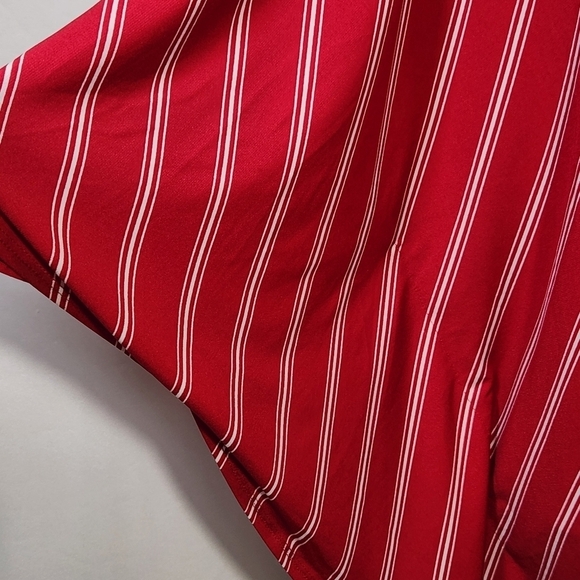 Susan Graver Women Oversized Flare Sleeve Red Striped V-Neck Blouse SZ XL Casual - Picture 5 of 15